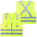SV017. safety vest 4 pockets,class II,solid polyester front/back zipper. M-5XL. PRICE EACH